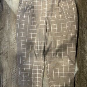LOFT outlet Brown and White Windowpane Plaid Pants